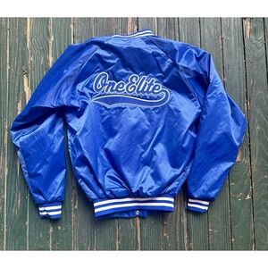 Cardinal Blue Nylon Varsity Sports Jacket Men's Medium